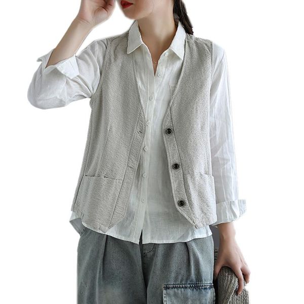 women's vests dobby cotton women vest outwear office lady v neck fashion loose solid formal female clothing sleeveless jacket a09130857, Black;white
women's vests dobby cotton women vest outwear office lady v neck fashion loose solid formal female clothing sleeveless jacket a09130857, Black;white