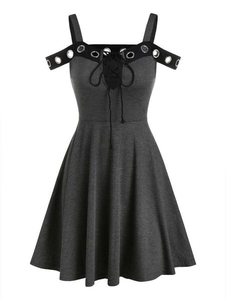 casual dresses wipalo grommet detail cold shoulder lace-up heathered dress streetwear open back, Black;gray
casual dresses wipalo grommet detail cold shoulder lace-up heathered dress streetwear open back, Black;gray