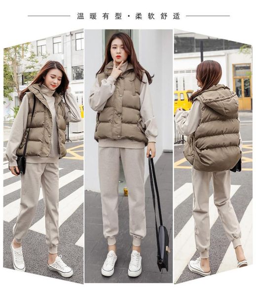 fashion women's suit 2021 autumn and winter casual sweater + loose vest three-piece two piece pants, White
fashion women's suit 2021 autumn and winter casual sweater + loose vest three-piece two piece pants, White