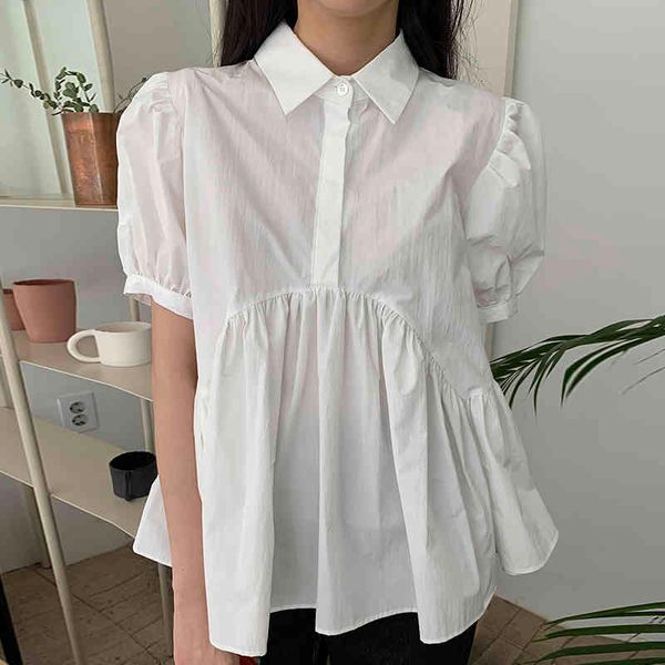 women's polos korean version of summer retro temperament lapel single-breasted pleated loose wild puff sleeve doll shirt 3ite, White
women's polos korean version of summer retro temperament lapel single-breasted pleated loose wild puff sleeve doll shirt 3ite, White