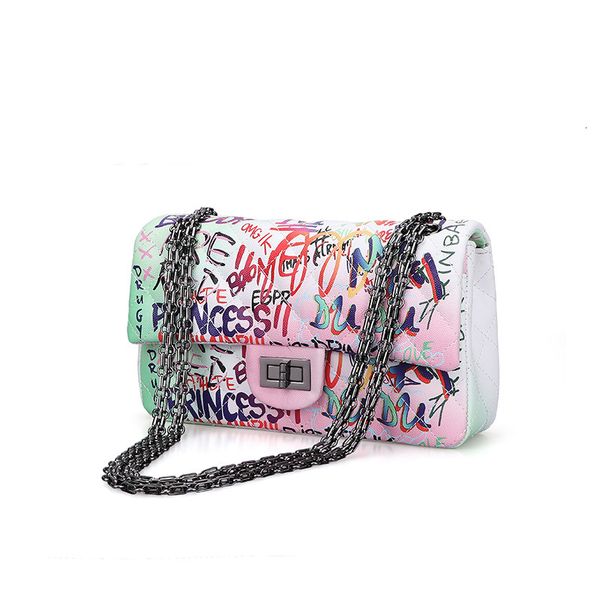 handbag women's bag colorful graffiti jelly can slant across the chain, Black;red
handbag women's bag colorful graffiti jelly can slant across the chain, Black;red