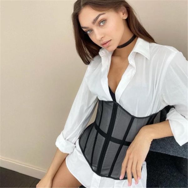 bustiers & corsets women mesh corset short waist belt solid color bodycon waspie belts chic lady female vest, Black;white
bustiers & corsets women mesh corset short waist belt solid color bodycon waspie belts chic lady female vest, Black;white