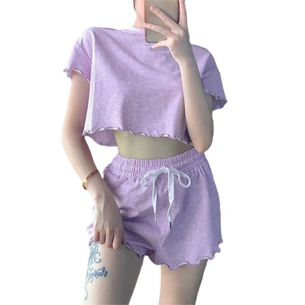 piece set women summer short sleeve lace-up shorts casual elastic ruffle hem sports suit tracksuit women's tracksuits, Gray
piece set women summer short sleeve lace-up shorts casual elastic ruffle hem sports suit tracksuit women's tracksuits, Gray