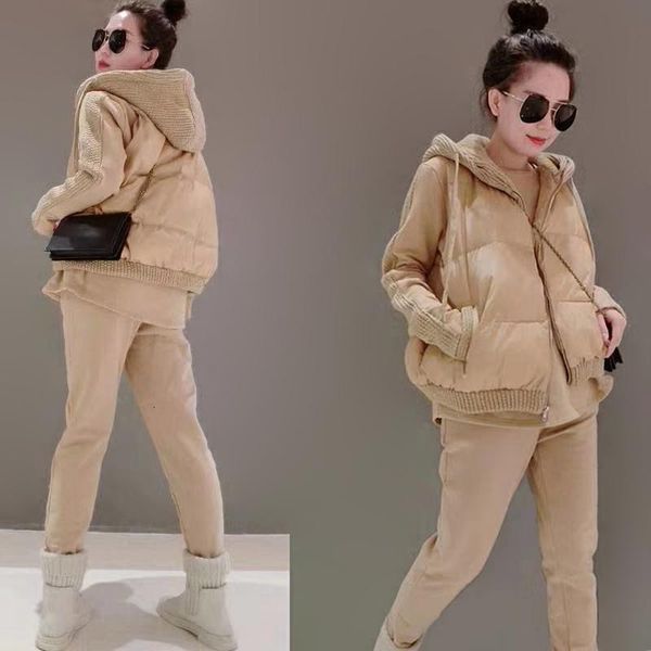 two piece dress direct selling real hooded full women's winter three-piece down cotton vest casual sweater and pants fashion suit women, White
two piece dress direct selling real hooded full women's winter three-piece down cotton vest casual sweater and pants fashion suit women, White