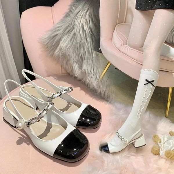 sandals chunky summer mary jane high heels pearl chain single shoes female mid-heel casual baotou mixed color, Black
sandals chunky summer mary jane high heels pearl chain single shoes female mid-heel casual baotou mixed color, Black