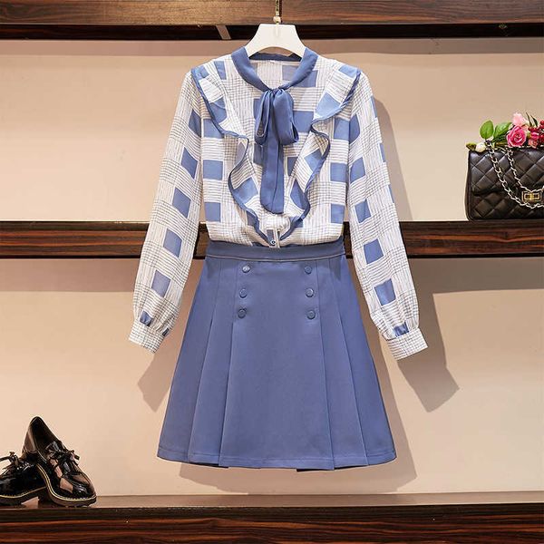 verhellen 2 piece set women plus size autumn women's long sleeve ruffles bow shirts + double-breasted pleated skirt sets 210706, White
verhellen 2 piece set women plus size autumn women's long sleeve ruffles bow shirts + double-breasted pleated skirt sets 210706, White