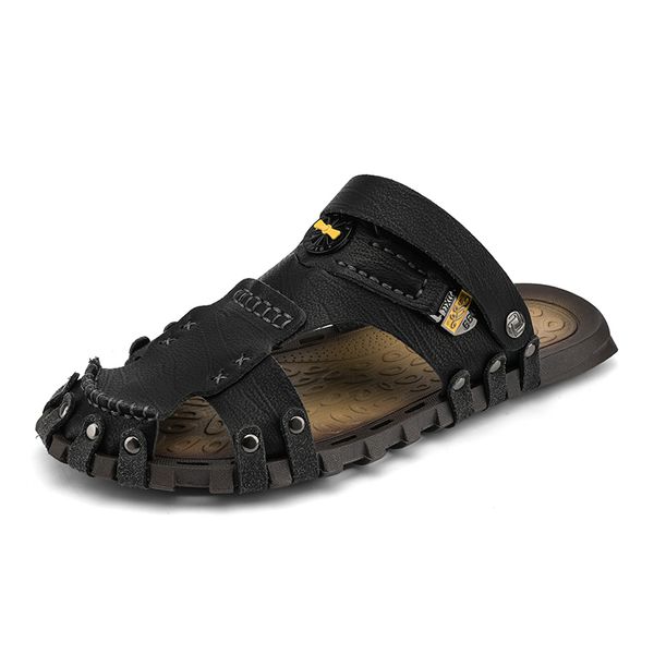slippers casual mens sandals summer 2021 leather male beach soft fashion comfortable outdoor slip-on man ymo7, Black
slippers casual mens sandals summer 2021 leather male beach soft fashion comfortable outdoor slip-on man ymo7, Black
