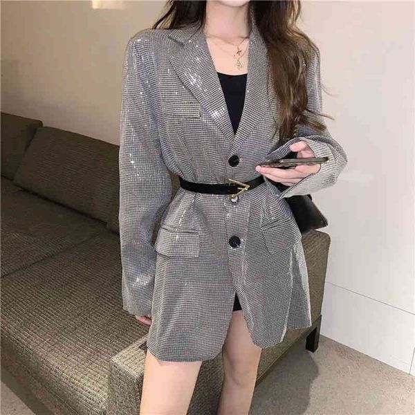 women's suits & blazers streetwear fashion houndstooth sequin blazer women autumn loose casual notched collar long sleeve office lady f, White;black
women's suits & blazers streetwear fashion houndstooth sequin blazer women autumn loose casual notched collar long sleeve office lady f, White;black