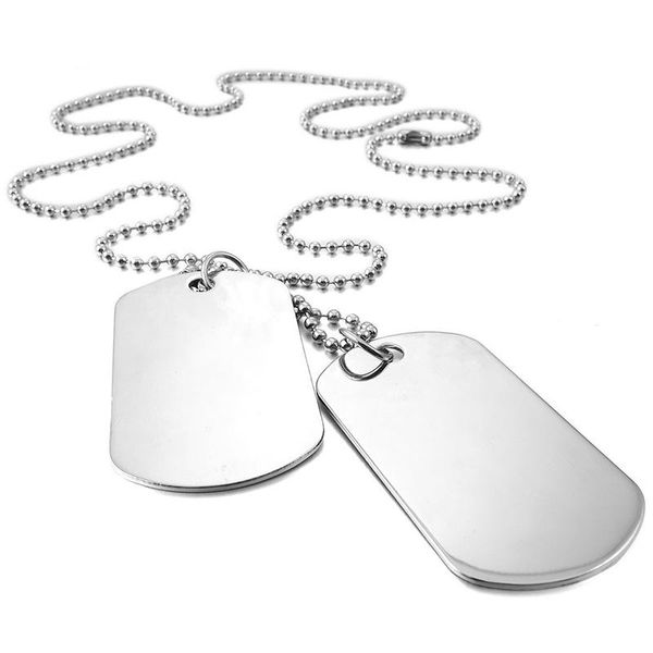 pendant necklaces 2 pcs alloy necklace double dog tag plate army biker chain man, woman, Silver
pendant necklaces 2 pcs alloy necklace double dog tag plate army biker chain man, woman, Silver