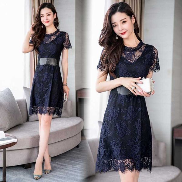summer fashion elegant women vestidos lace dress short-sleeve o neck casual 210531, Black;gray
summer fashion elegant women vestidos lace dress short-sleeve o neck casual 210531, Black;gray