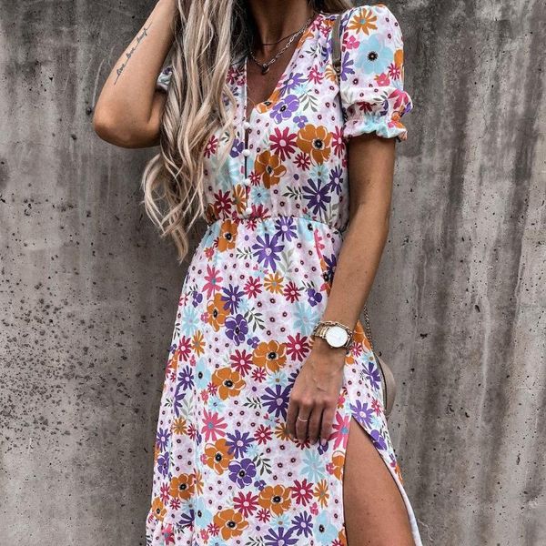 summer long floral maxi women dress 2021 casual button split beach sundress short sleeve robe femme vestido dresses, Black;gray
summer long floral maxi women dress 2021 casual button split beach sundress short sleeve robe femme vestido dresses, Black;gray