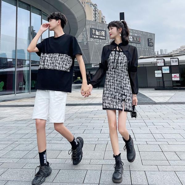 women's t-shirt couples summer temperament retro dress female suit clothes clothing, White
women's t-shirt couples summer temperament retro dress female suit clothes clothing, White