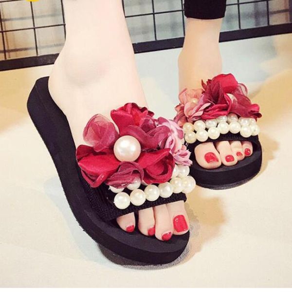 summer shoes fashion women's slippers pearl flower anti-slip wedge sandals indoor outdoor thong platform flip-flops b77, Black
summer shoes fashion women's slippers pearl flower anti-slip wedge sandals indoor outdoor thong platform flip-flops b77, Black