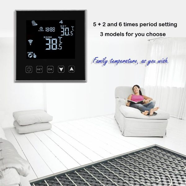 smart home control 5 + 2 programming wifi thermostat, adjust indoor temperature, suitable for controlling water/electric heating, gas boiler
smart home control 5 + 2 programming wifi thermostat, adjust indoor temperature, suitable for controlling water/electric heating, gas boiler