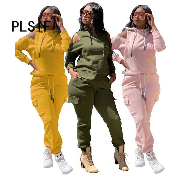 women's two piece pants women bat sleeves shoulder-missing hooded jacket strap-on overalls street fashion and leisure trousers set autu, White
women's two piece pants women bat sleeves shoulder-missing hooded jacket strap-on overalls street fashion and leisure trousers set autu, White