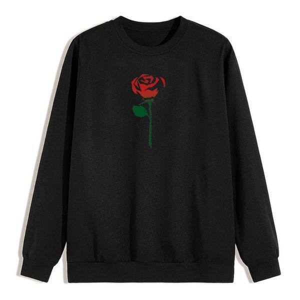 autumn rose print round neck sweater men's top, Black
autumn rose print round neck sweater men's top, Black