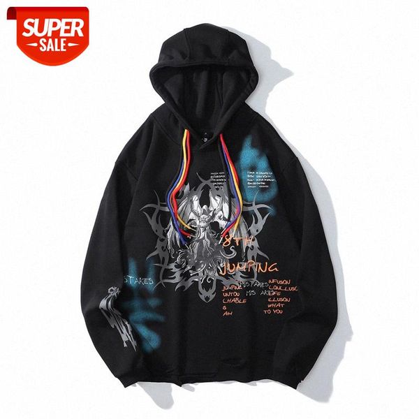 color drawstring hooded sweatshirt male hip-hop street trend demon print hem #yx5o, Black
color drawstring hooded sweatshirt male hip-hop street trend demon print hem #yx5o, Black