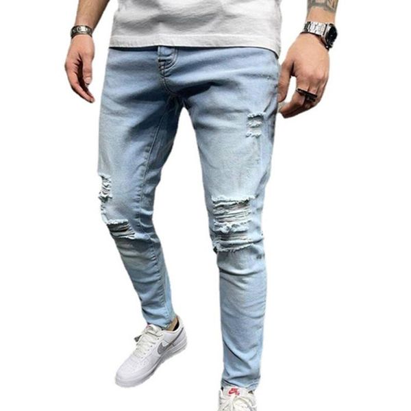 men's jeans men designer for skateboard locomotive slim skinny fashion ripped hole male little feet denim trousers, Blue
men's jeans men designer for skateboard locomotive slim skinny fashion ripped hole male little feet denim trousers, Blue