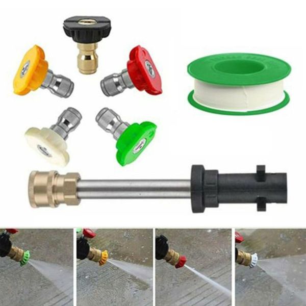 watering equipments 7pcs pressure washer gun adapter 1/4 inch quick connector + 5 spray nozzle for karcher k2-k7 cleaning accessorie
watering equipments 7pcs pressure washer gun adapter 1/4 inch quick connector + 5 spray nozzle for karcher k2-k7 cleaning accessorie