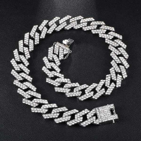 19mm hip hop miami curb cuban chain necklace men women iced out paved rhinestones rapper choker party accessories gift friends chains, Silver
19mm hip hop miami curb cuban chain necklace men women iced out paved rhinestones rapper choker party accessories gift friends chains, Silver