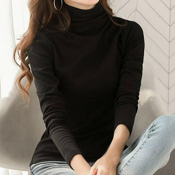 women's t-shirt ly women turtleneck basic long sleeve stretch slim warm jumper dod886, White
women's t-shirt ly women turtleneck basic long sleeve stretch slim warm jumper dod886, White