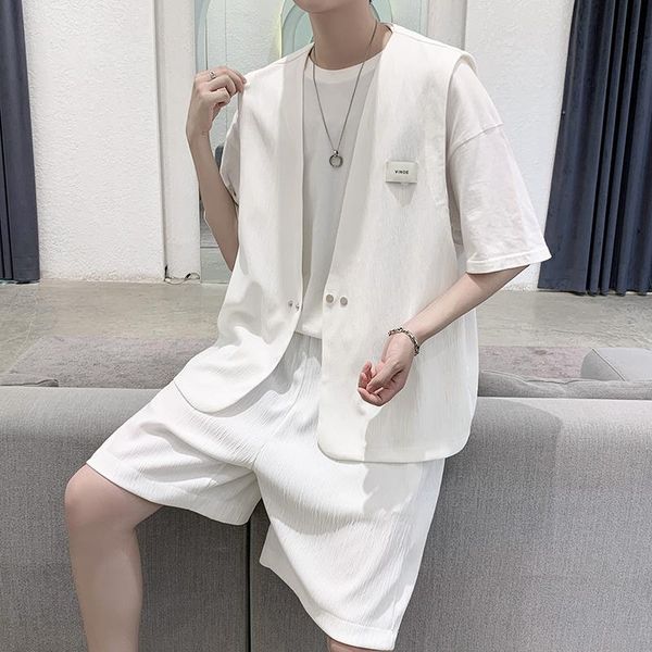 men's tracksuits 2pieces summer loose sleeveless vest + shorts sets simple streetwear v neck casual men clothing 2021 black/khaki, Gray
men's tracksuits 2pieces summer loose sleeveless vest + shorts sets simple streetwear v neck casual men clothing 2021 black/khaki, Gray