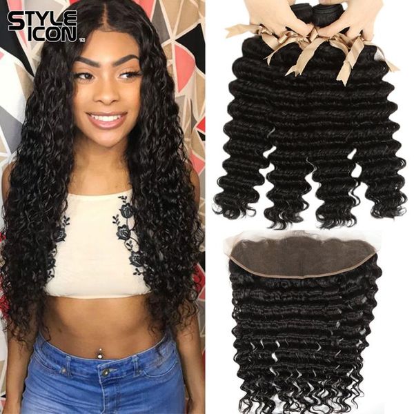 human hair bulks styleicon loose deep wave bundles with frontal weaves closure 13x4, Black
human hair bulks styleicon loose deep wave bundles with frontal weaves closure 13x4, Black
