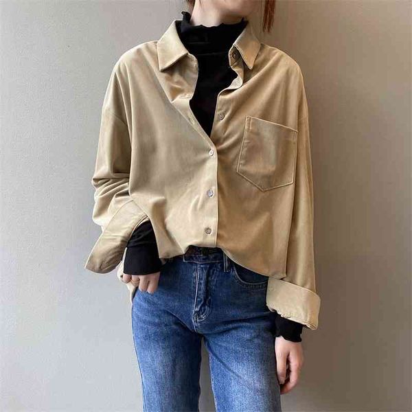 women's knits & tees women autumn corduroy blouses turn down collar pure color womens and shirt blusas roupa fem, White
women's knits & tees women autumn corduroy blouses turn down collar pure color womens and shirt blusas roupa fem, White