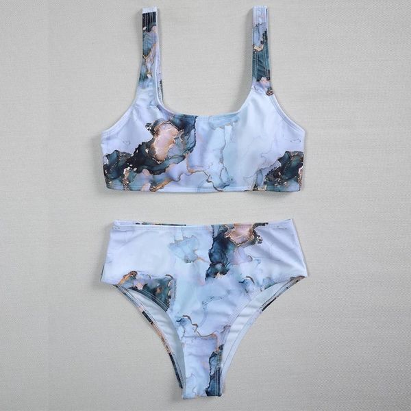 printed marble tie dye 2021 women's new split swimsuit u-neck high waist bikini, White;black
printed marble tie dye 2021 women's new split swimsuit u-neck high waist bikini, White;black