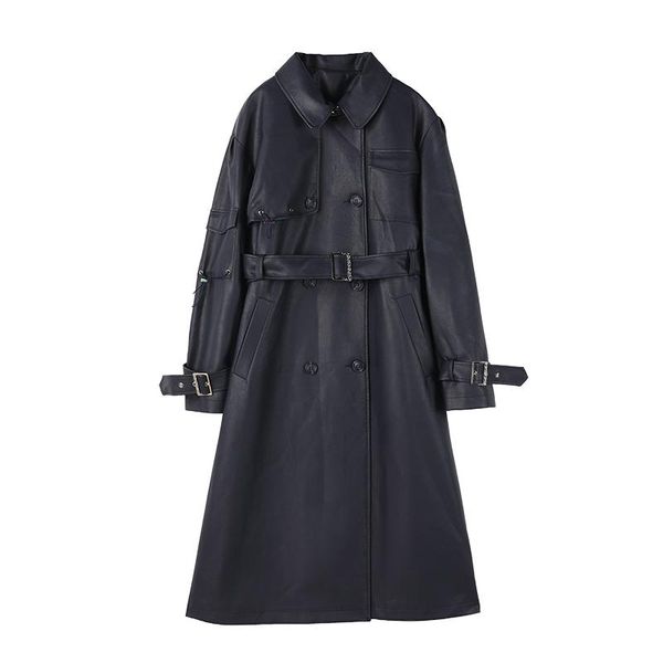 women's trench coats coat for women windbreaker female atmosphere superior spring autumn loose casual over knee leather, Tan;black
women's trench coats coat for women windbreaker female atmosphere superior spring autumn loose casual over knee leather, Tan;black