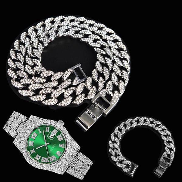 chains 3pcs kit 15mm hip hop iced out paved rhinestones cz miami cuban necklace+watch+bracelet rapper necklaces for man women jewelry, Silver
chains 3pcs kit 15mm hip hop iced out paved rhinestones cz miami cuban necklace+watch+bracelet rapper necklaces for man women jewelry, Silver