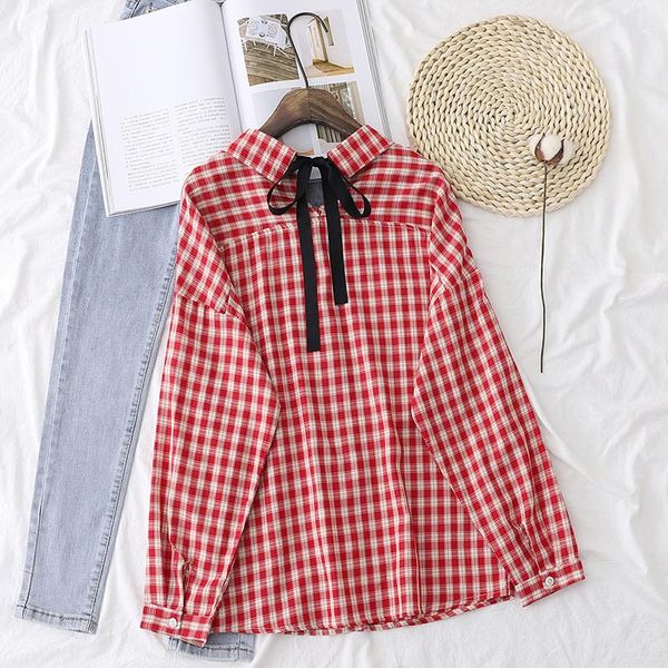 women's blouses & shirts h.sa plaid shirt for women 2021 casual loose red clothing lapel long sleeve button lace-up ladies coat, White
women's blouses & shirts h.sa plaid shirt for women 2021 casual loose red clothing lapel long sleeve button lace-up ladies coat, White