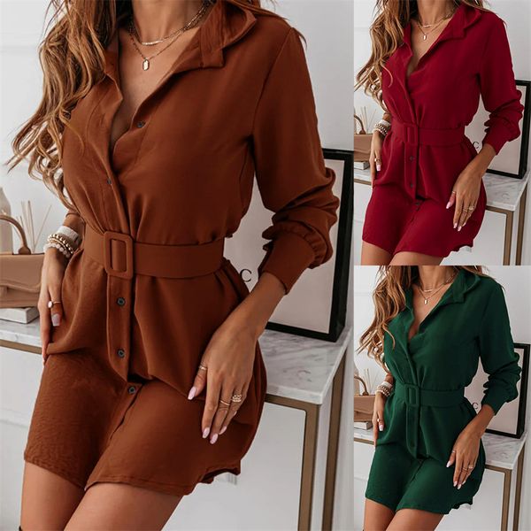 women apparel autumn winter ladies casual dress solid color slim-cut long sleeve cardigan middle waist single-breasted lapel neck mini-dress, Black;gray
women apparel autumn winter ladies casual dress solid color slim-cut long sleeve cardigan middle waist single-breasted lapel neck mini-dress, Black;gray