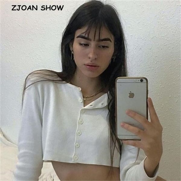 women knitted single-breasted cropped cardigan sweater vintage exposed navel short knitwear long sleeve jumper 210429, White;black
women knitted single-breasted cropped cardigan sweater vintage exposed navel short knitwear long sleeve jumper 210429, White;black
