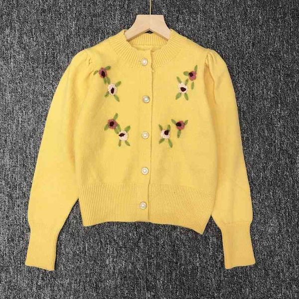 sweater knit 2021 autumn and winter hand hook flower three-dimensional bubble sleeve long ted cardigan women, White;black
sweater knit 2021 autumn and winter hand hook flower three-dimensional bubble sleeve long ted cardigan women, White;black