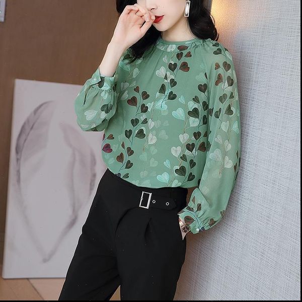 green printed chiffon shirt female womens blouses long sleeved fashion round neck temperament loose unadorned pullover women spring, White
green printed chiffon shirt female womens blouses long sleeved fashion round neck temperament loose unadorned pullover women spring, White