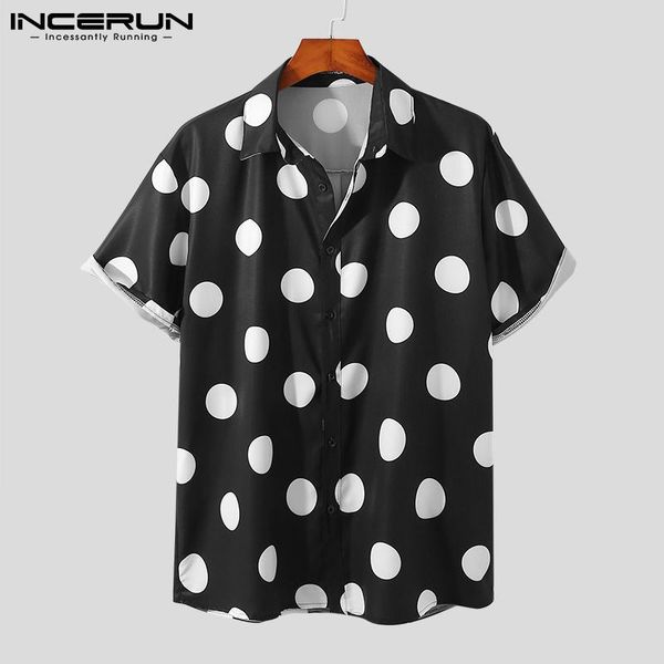 men's casual shirts summer men shirt polka dot print streetwear lapel short sleeve vacation camisas 2021 hawaiian clothing incerun, White;black
men's casual shirts summer men shirt polka dot print streetwear lapel short sleeve vacation camisas 2021 hawaiian clothing incerun, White;black