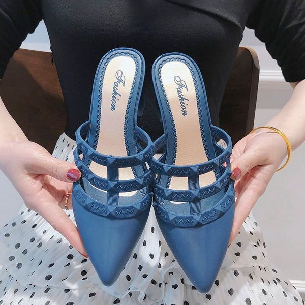 slippers women outdoor classics mules pointed toe rivets casual beach walk shoes square heel ladies wee, Black
slippers women outdoor classics mules pointed toe rivets casual beach walk shoes square heel ladies wee, Black