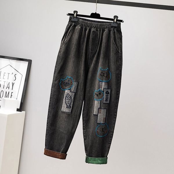 women's jeans autumn arts style women elastic waistc loose denim harem pants patchwork embroidery vintage plus size m691 ilad, Blue
women's jeans autumn arts style women elastic waistc loose denim harem pants patchwork embroidery vintage plus size m691 ilad, Blue