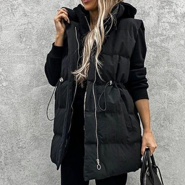 women's vests lady vest solid color padded turn-down collar drawstring women waistcoat wear resistant, Black;white
women's vests lady vest solid color padded turn-down collar drawstring women waistcoat wear resistant, Black;white