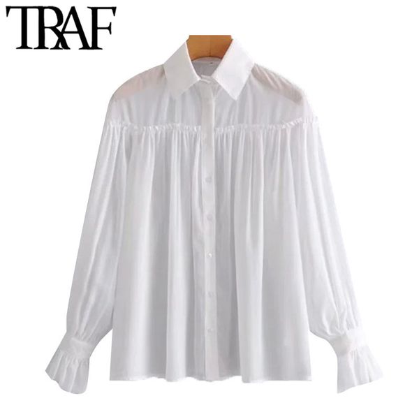 traf women fashion semi-sheer loose white blouses vintage long sleeve button-up female shirts blusas chic 210415
traf women fashion semi-sheer loose white blouses vintage long sleeve button-up female shirts blusas chic 210415