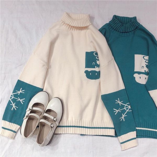 women's sweaters cute cartoon jacquard height collar knitted sweater japanese retro mori girl knitwear pullover winter soft sist, White;black
women's sweaters cute cartoon jacquard height collar knitted sweater japanese retro mori girl knitwear pullover winter soft sist, White;black