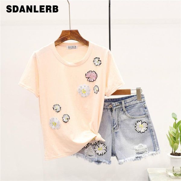 denim jeans shorts set for women 2021 summer fashion heavy daisy t-shirt + two-piece suit ensemble femme two piece dress, White
denim jeans shorts set for women 2021 summer fashion heavy daisy t-shirt + two-piece suit ensemble femme two piece dress, White