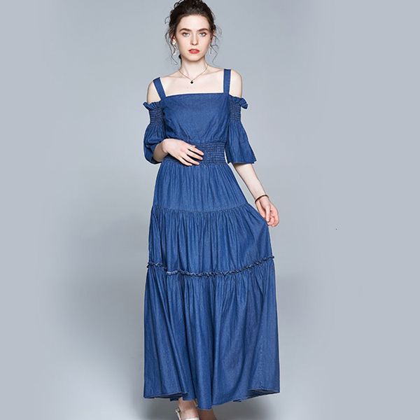 casual dresses women denim summer 2021 casual fashion slash neck elastic waist thin straps long, Black;gray
casual dresses women denim summer 2021 casual fashion slash neck elastic waist thin straps long, Black;gray