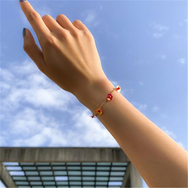 link, chain boho summer red yellow wafer flower bead bracelet for women ladies gold color adjustable party jewelry, Black
link, chain boho summer red yellow wafer flower bead bracelet for women ladies gold color adjustable party jewelry, Black
