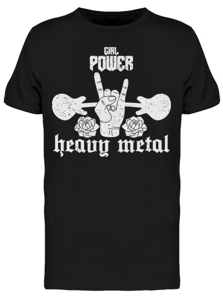 Girl Power Heavy Metal Tee Men's -Image by Shutterstock, White;black
