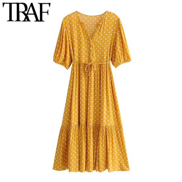 traf women chic fashion with belt polka dot midi dress vintage v neck short sleeve female dresses vestidos mujer 210415, Black;gray
traf women chic fashion with belt polka dot midi dress vintage v neck short sleeve female dresses vestidos mujer 210415, Black;gray