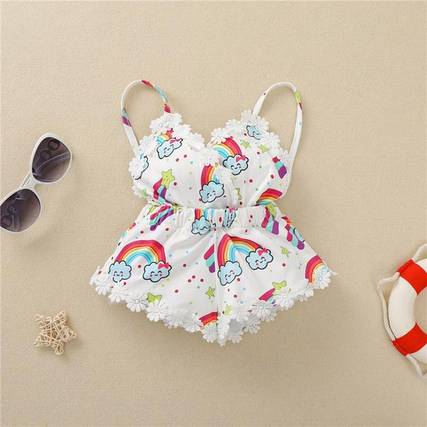 baby girl summer tie-up romper, born creative rainbow/scale pattern spaghetti strap v-neck romper with flower/pompom clothing sets, White
baby girl summer tie-up romper, born creative rainbow/scale pattern spaghetti strap v-neck romper with flower/pompom clothing sets, White
