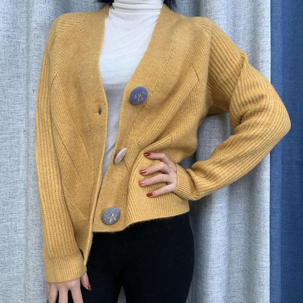women's sweaters sweaters sweatersautumn and winter knitwear loose three button blue sweater v-neck knitted short cardigan for women m7, White;black
women's sweaters sweaters sweatersautumn and winter knitwear loose three button blue sweater v-neck knitted short cardigan for women m7, White;black