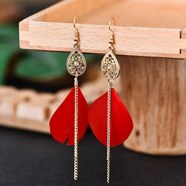 dangle & chandelier korean red feather earrings for women summer golden metal long chain tassel wedding fashion tibetan waterdrop jewelry, Silver
dangle & chandelier korean red feather earrings for women summer golden metal long chain tassel wedding fashion tibetan waterdrop jewelry, Silver